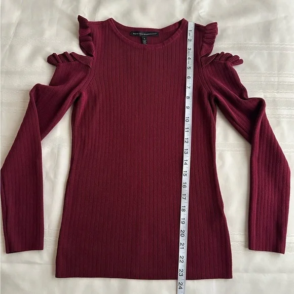 White House Black Market Off-Shoulder Burgundy Sweater - Picture 8 of 14